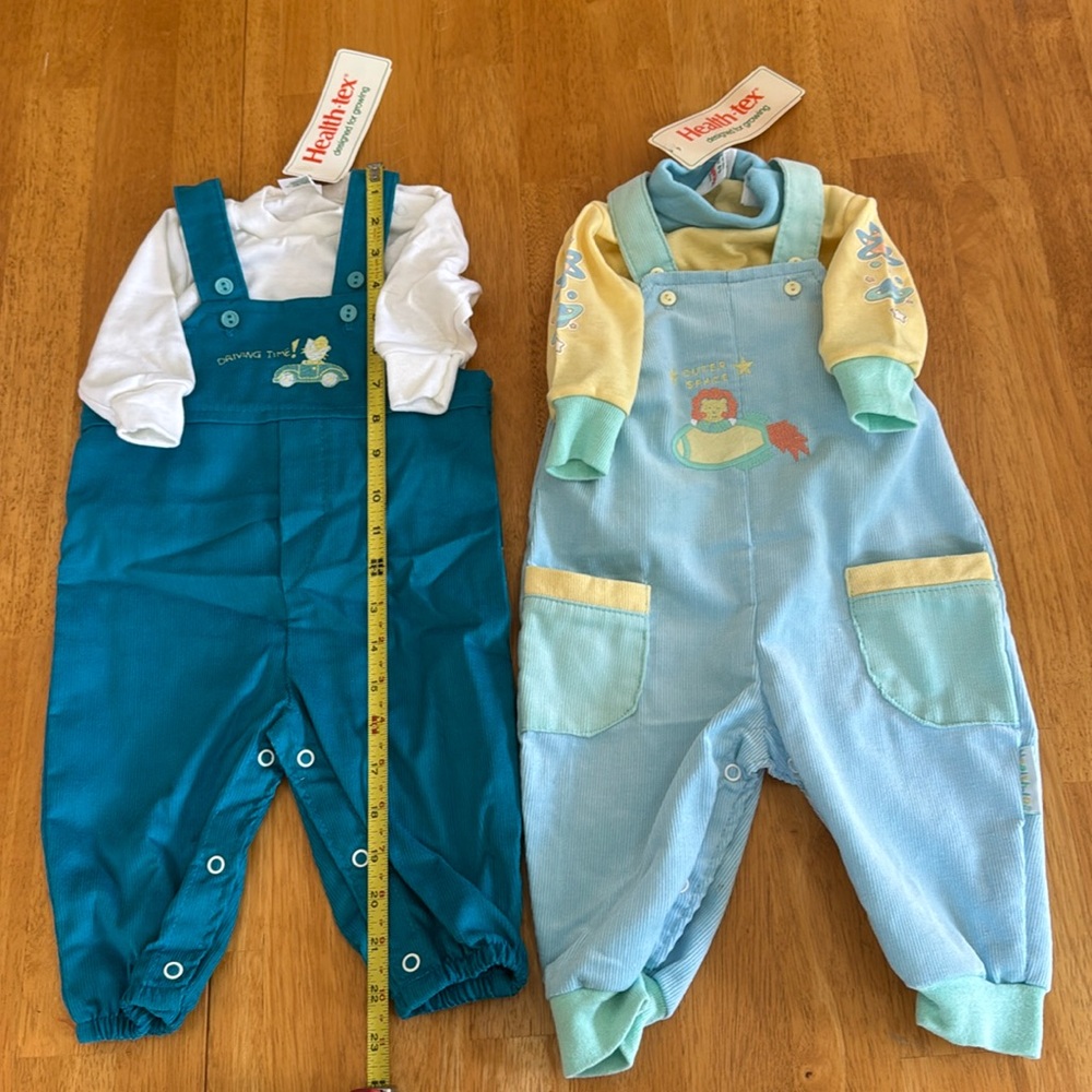 NWT 2 Baby Sets Overall Onesie Made in USA Embroidery Photos Mom Grandma 6/9 Mon - Picture 8 of 14